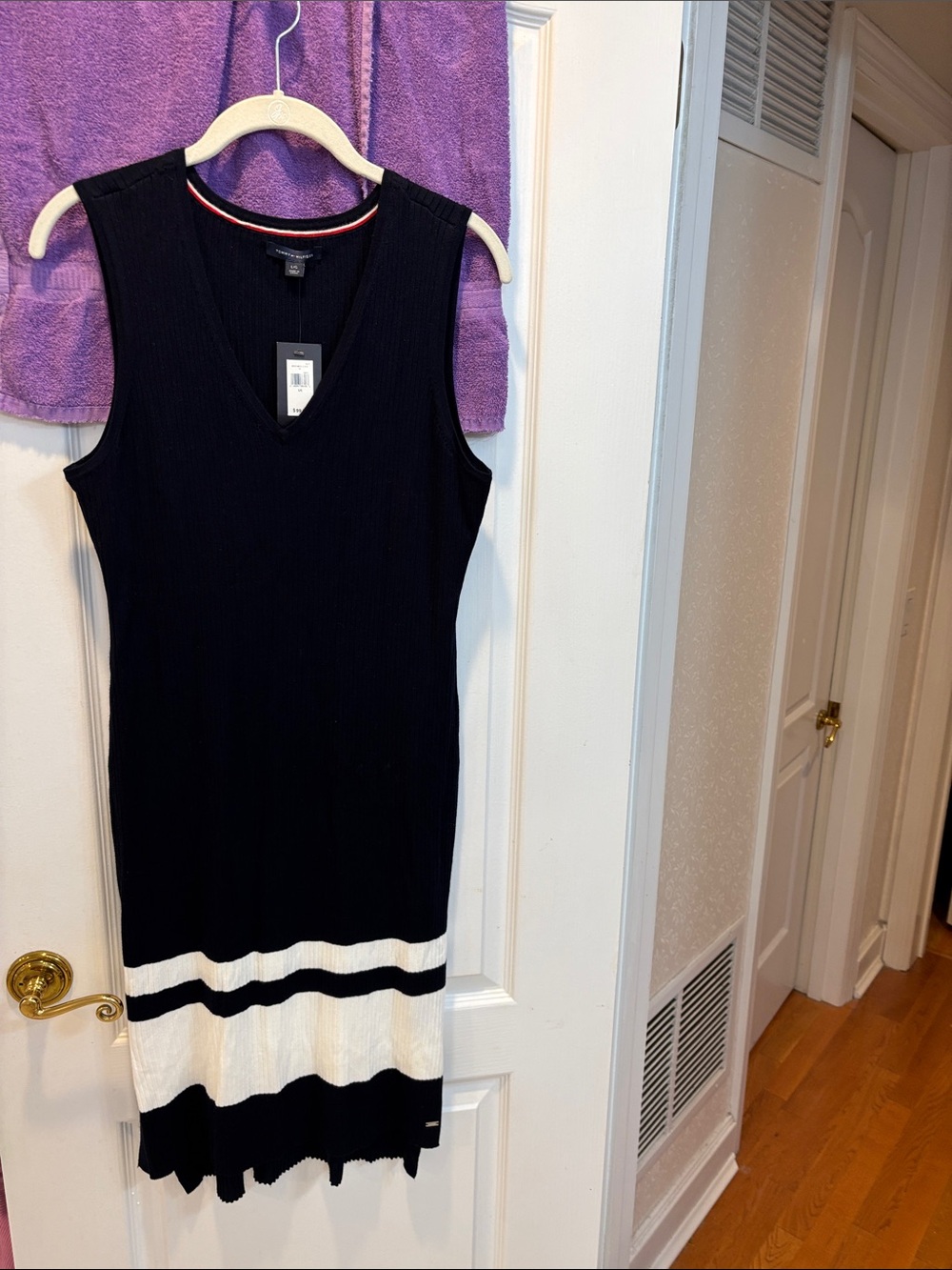 NWT Tommy Hilfiger Navy and White Sleeveless Knit Dress